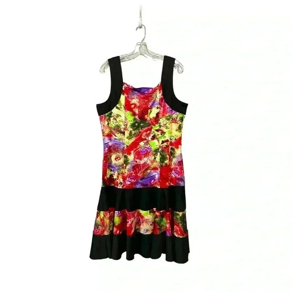 Tango Mango,  Floral Print Cross-Neck Flared Dress, Xl, Black & Red 🌸 - Picture 5 of 6